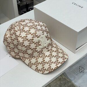 CELINE Women's Cream and Tan Hat